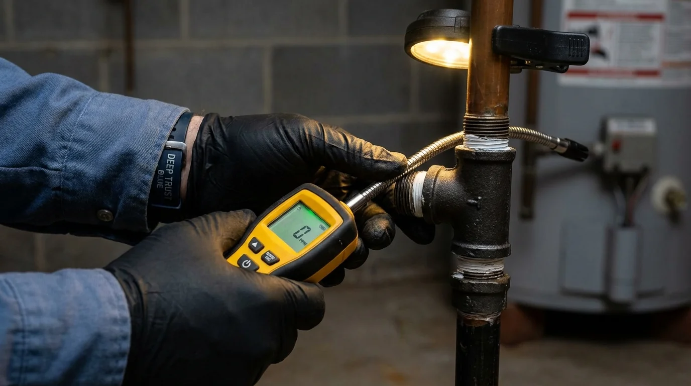 Gas leak detection with electronic sniffer by Johns Plumbing LLC in Friedens