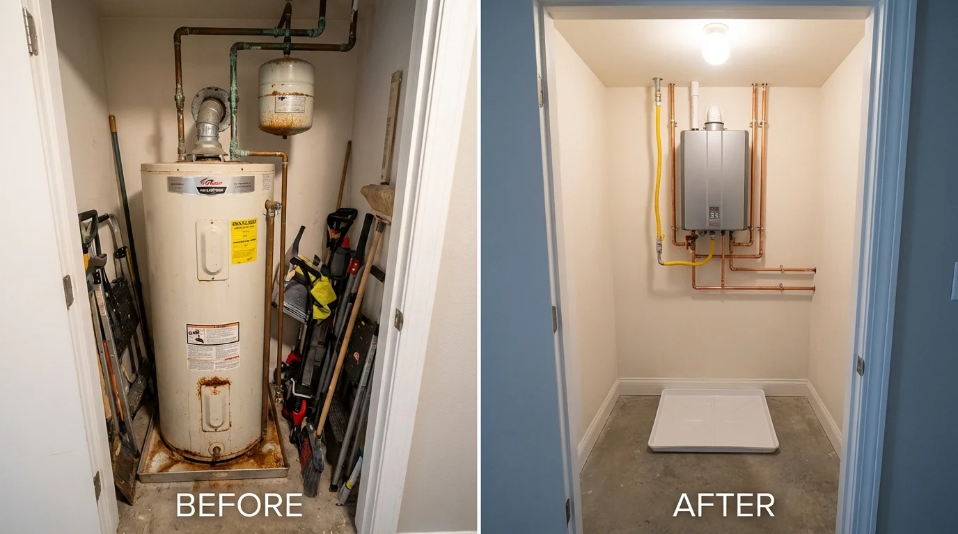 Tank water heater versus wall-mounted tankless unit comparison for Friedens, PA homeowners