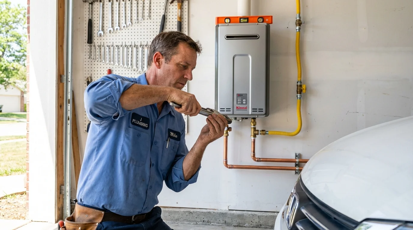 Tankless water heater installation by a Johns Plumbing LLC plumber in Friedens